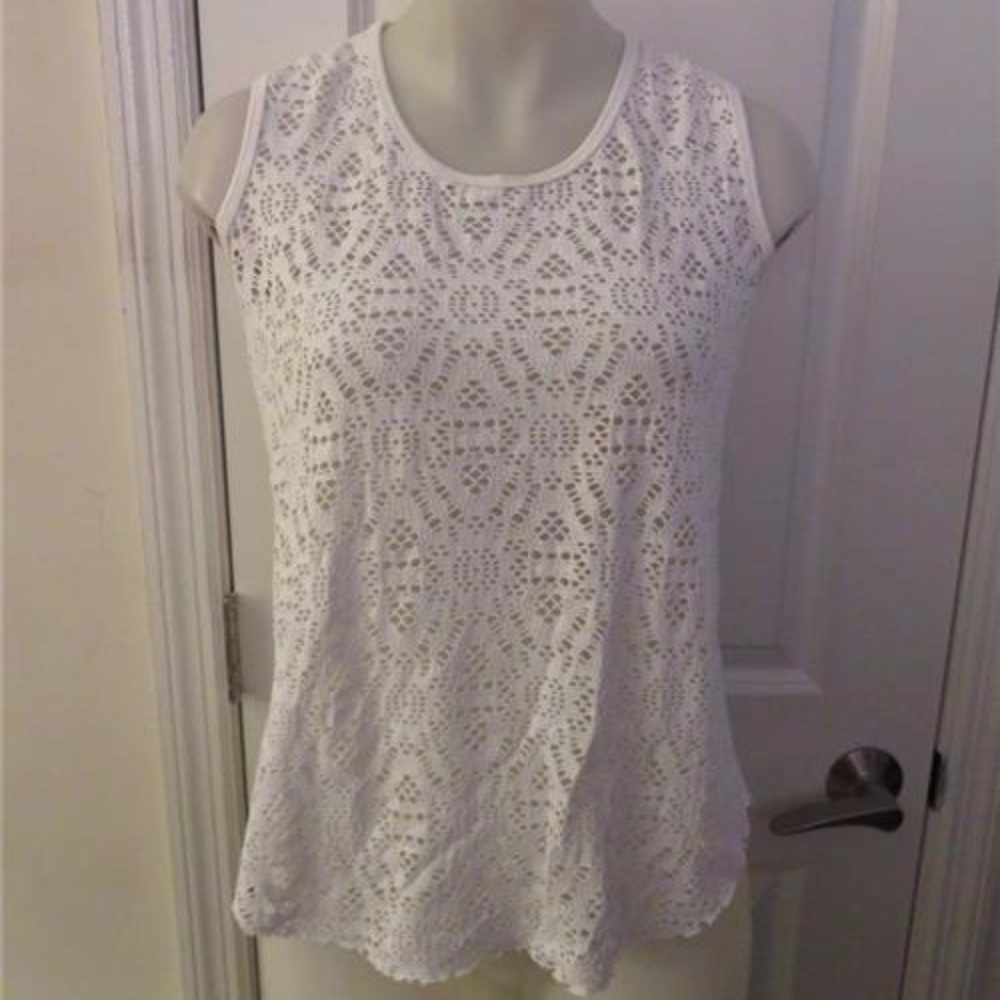 LOLA & SOPHIE WHITE CROCHET SLEEVELESS TOP SZ XS